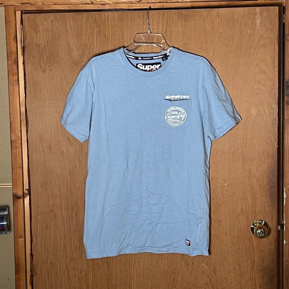 SuperDry Oversized Fit T-Shirt, Back & Front Decal, Blue in Small